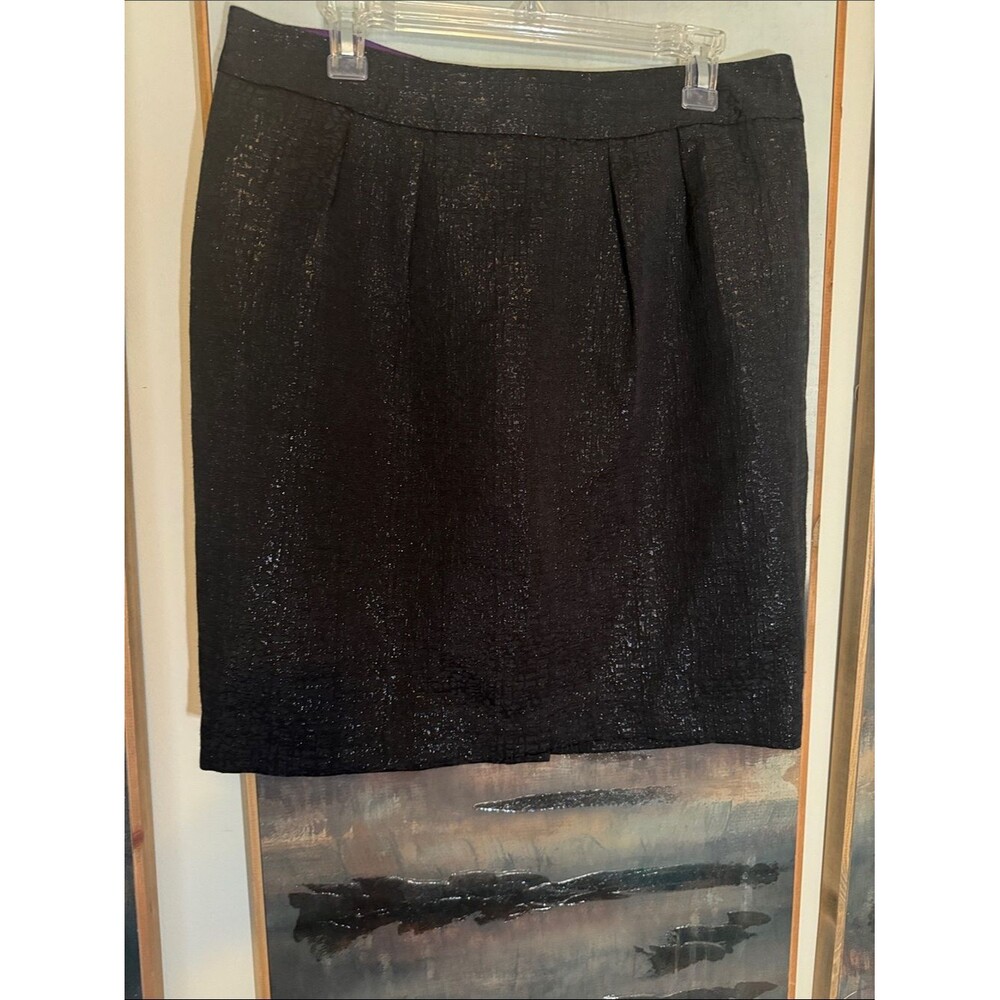 Banana Republic Black Textured Pencil Knee Length Skirt Size 14